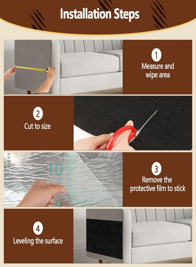 WAWINY Cat Scratch Furniture Protector, 78.7"x15.8" Self Adhesive Cat Scratch Mat Pad,Cut to Fit DIY Replacement Carpet for Tree,Wall,Bed,Door, Couch Protector (Deep Black) - Image 4